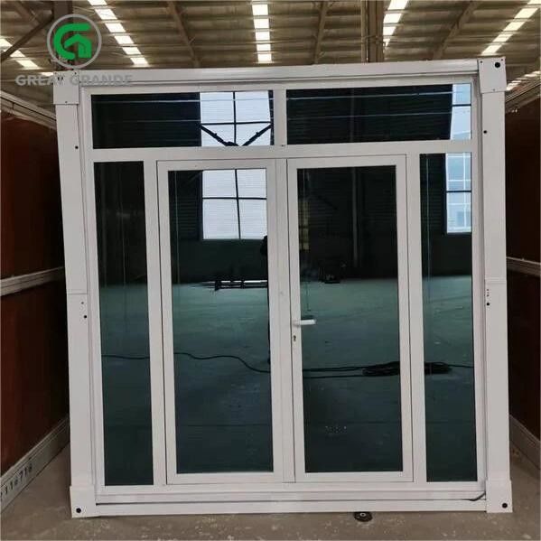 Mur en verre en acier se pliant préfabriqué adapté aux besoins du client de Brown de porte de Chambre de conteneur disponible pour la location