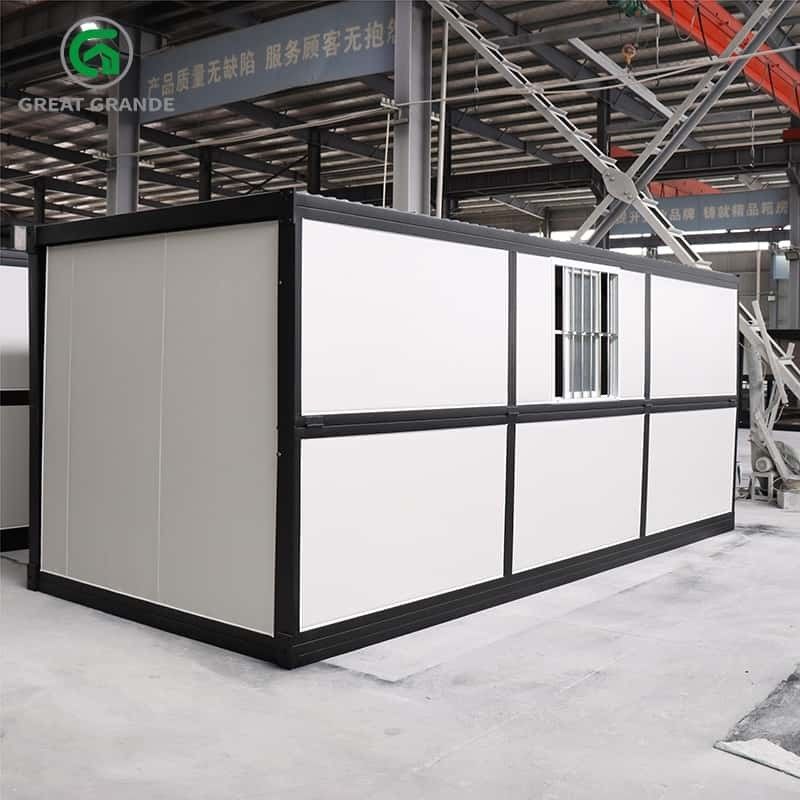 Chambres préfabriquées pliantes à cadre noir portes latérales avec trois fenêtres