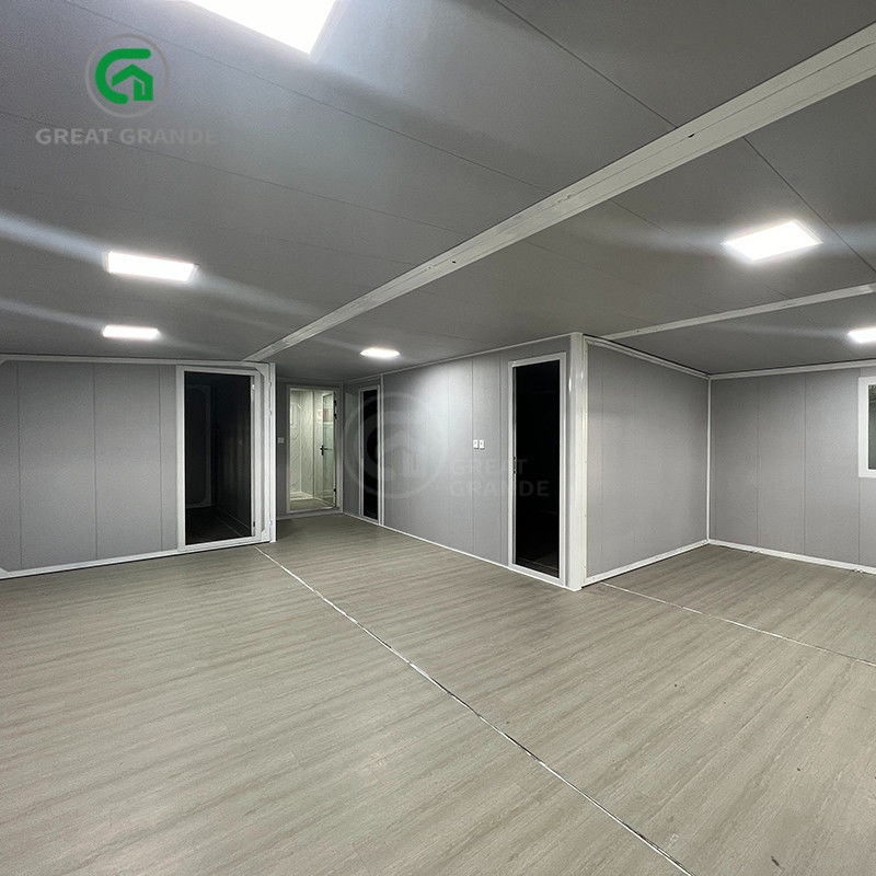 Container élargi de 40 pieds abri cadre blanc panneau mural gris pont cassé porte en aluminium