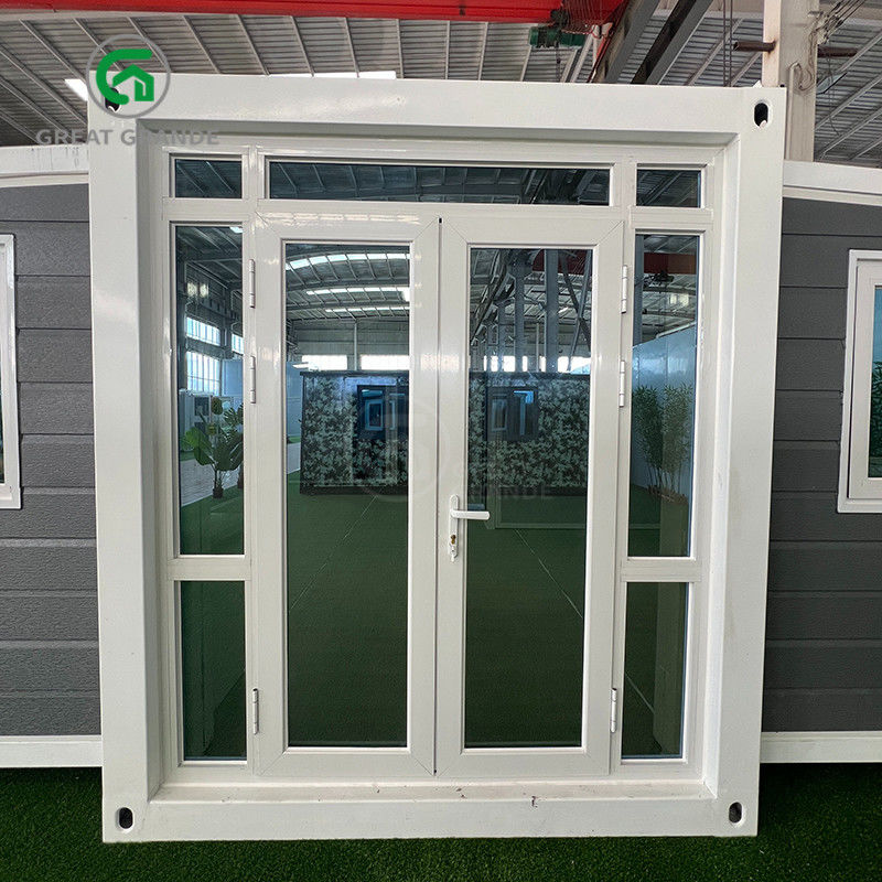 Container élargi de 40 pieds abri cadre blanc panneau mural gris pont cassé porte en aluminium