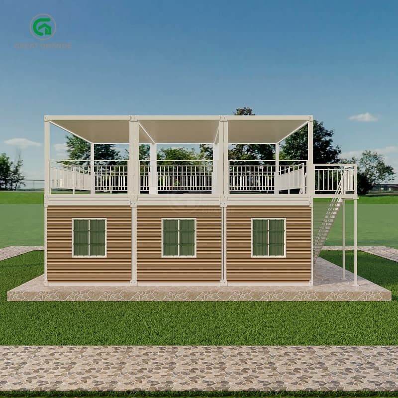 maison de conteneurs pliable avec pression au sol de haute précision 2,0 KN/m2 Système de plomberie Toilette/bassin de lavage/douche