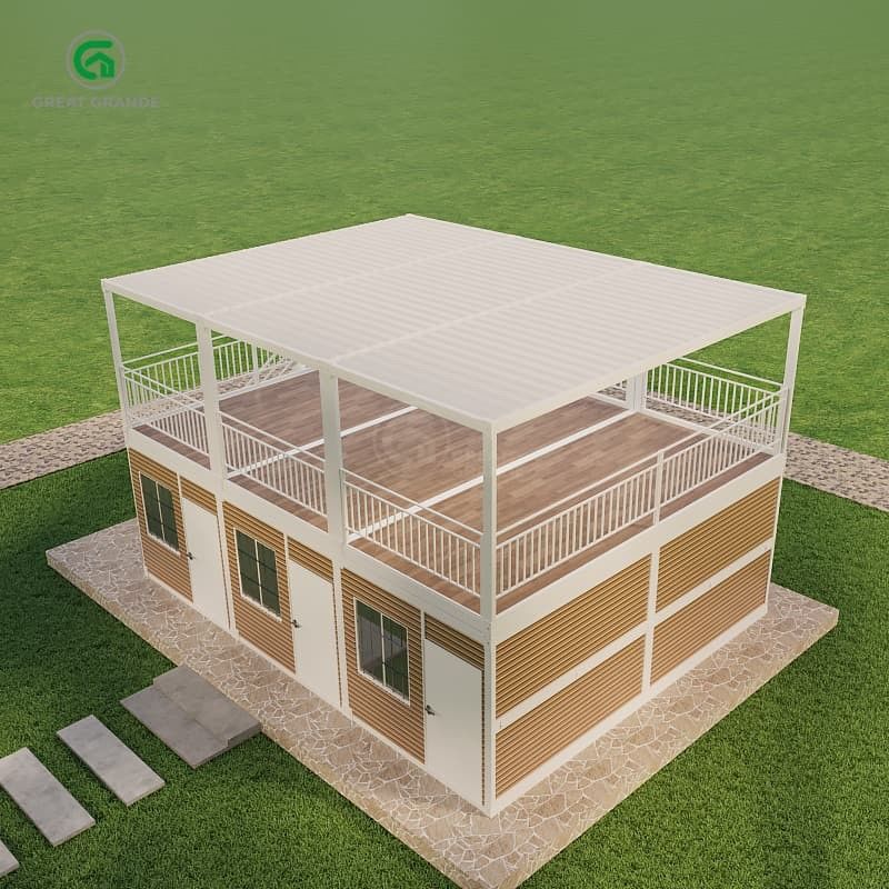 maison de conteneurs pliable avec pression au sol de haute précision 2,0 KN/m2 Système de plomberie Toilette/bassin de lavage/douche