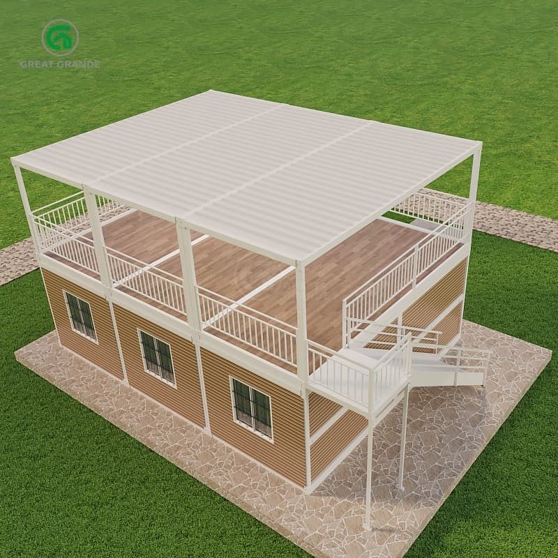 maison de conteneurs pliable avec pression au sol de haute précision 2,0 KN/m2 Système de plomberie Toilette/bassin de lavage/douche