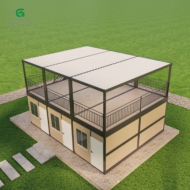 Résidence de conteneur transformable pour transport compact et pliable